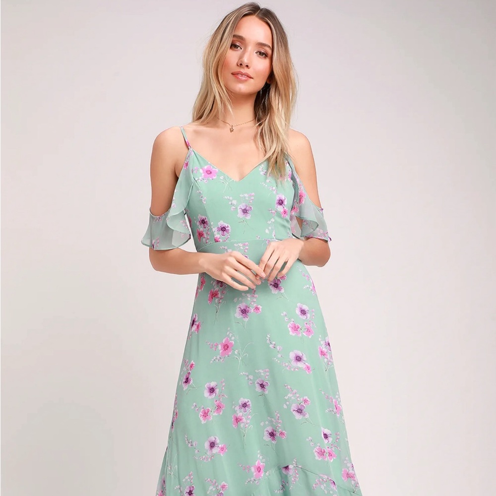 Lulus Mint Green Floral Maxi Dress